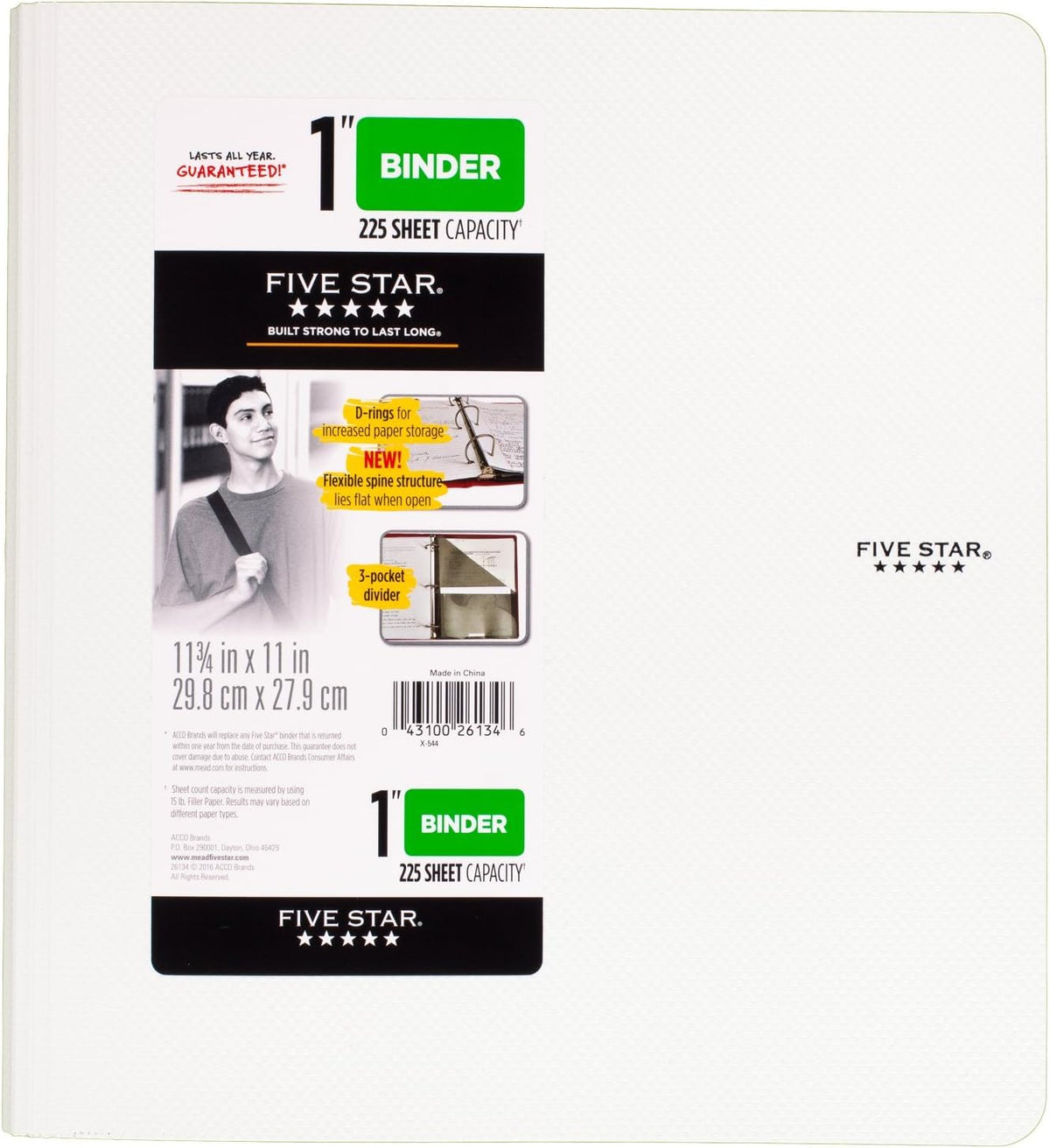 FIVE STAR Three Ring Plastic Binder - Assorted Colors, 1"-043100261346-LR-324386-7-LR eShop