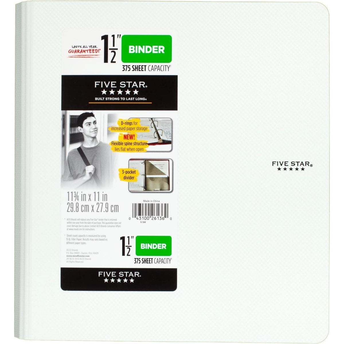 FIVE STAR Three Ring Plastic Binder - Assorted Colors, 1.5"-043100261360-LR-325897-9-LR eShop