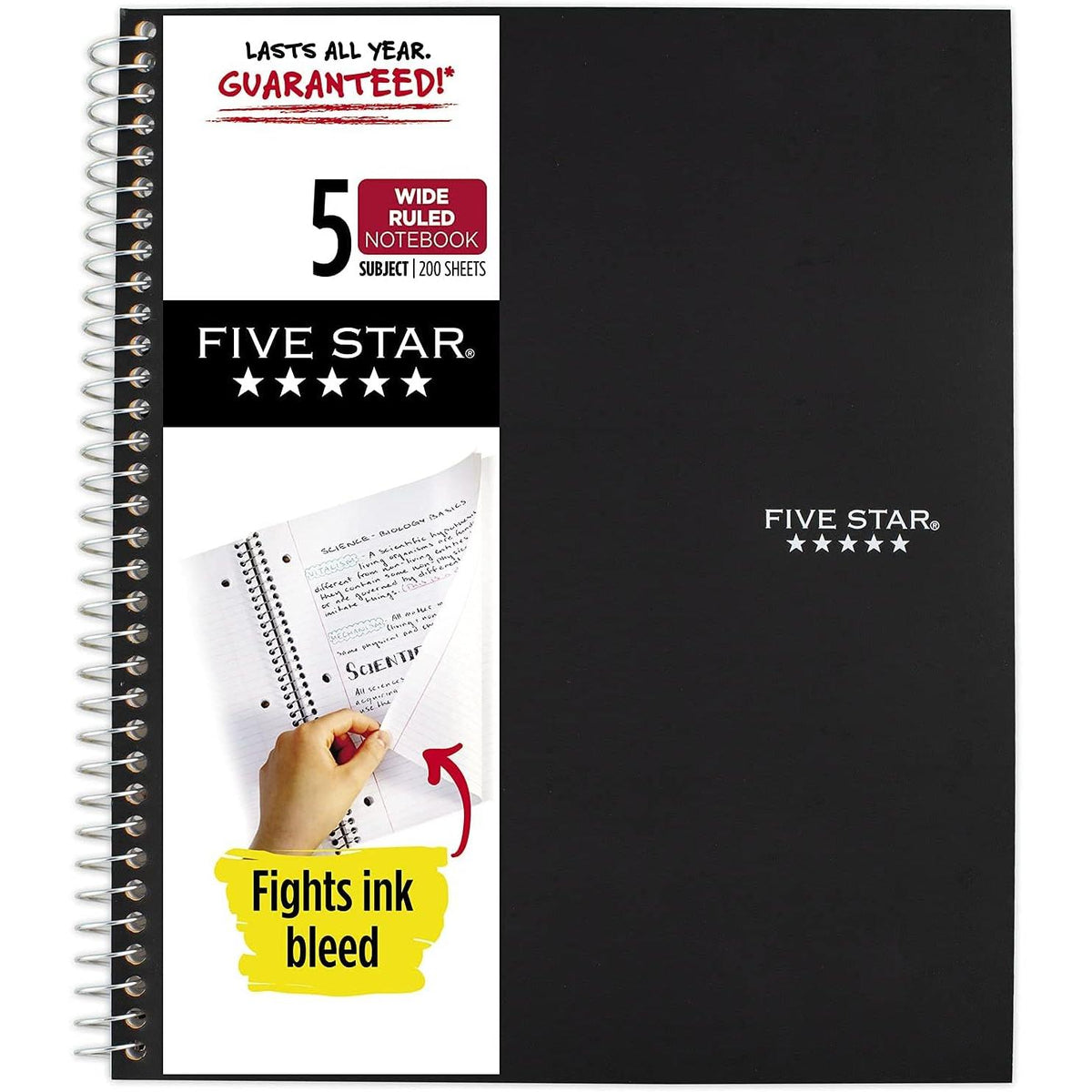 Five Star Wide Ruled Spiral Notebook - Assorted Colors, 5 Subject-043100052067-LR-18341-1-LR eShop