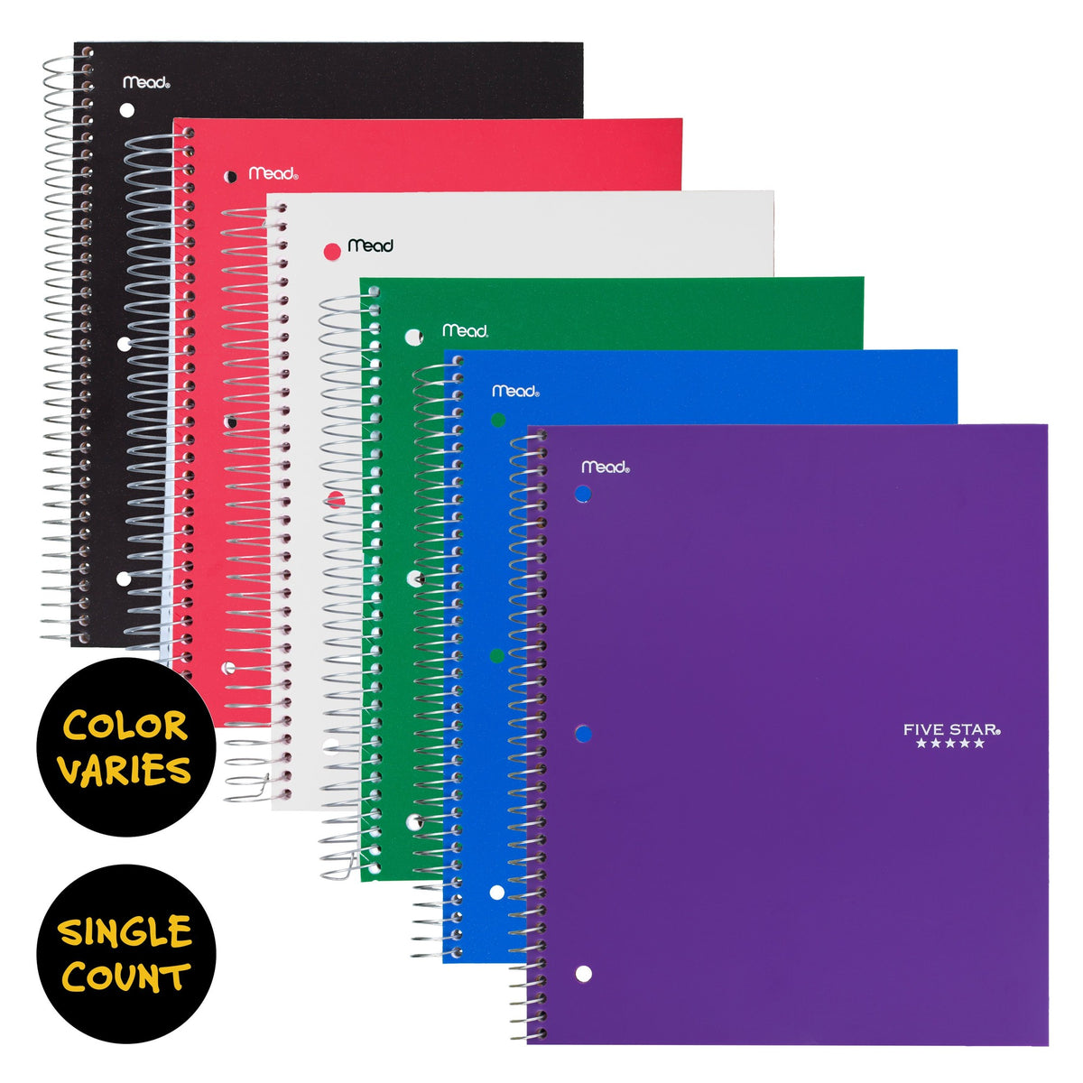 Five Star Wide Ruled Spiral Notebook - Assorted Colors, 5 Subject-043100052067-LR-18341-2-LR eShop