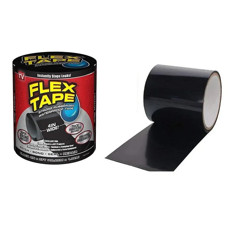 FLEX SEAL Flex Tape Waterproof Tape - Black, 4 in X 5 ft-852808007053-LR-357311-2-LR eShop