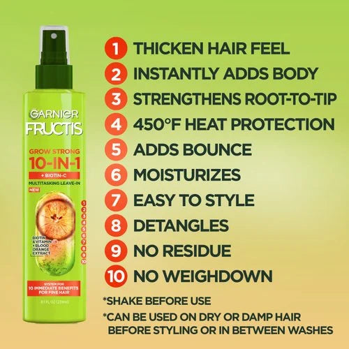 Garnier Fructis Grow Strong Thickening 10-in-1 Leave-In Spray, 8.1 oz-603084078592-LR-361659-2-LR eShop