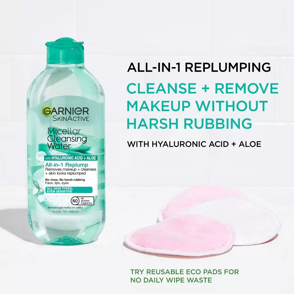 Garnier Hyaluronic Acid Hydrating and Plumping Makeup Remover Micellar Water, 13.5 oz-603084073825-LR-357196-3-LR eShop