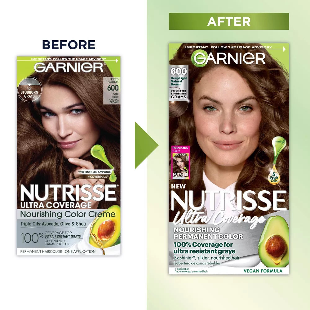 Garnier Nutrisse Ultra Coverage 100% Gray Coverage Permanent Hair Color - 600 Deep Light Natural Brown-603084497034-LR-361815-10-LR eShop