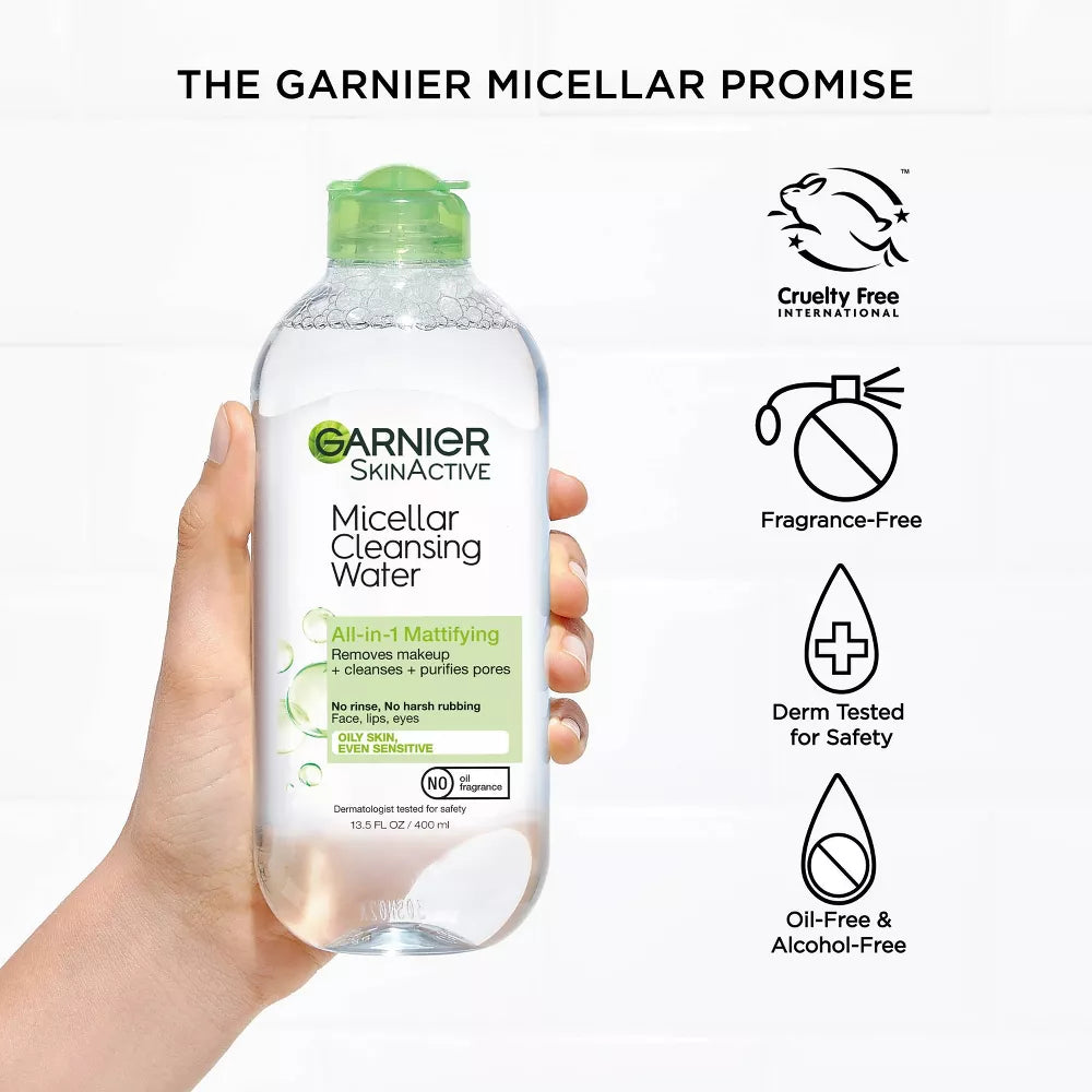 Garnier SkinActive Micellar Cleansing Water - All-In-1 Mattifying, 13.5 oz-603084497058-LR-309788-5-LR eShop