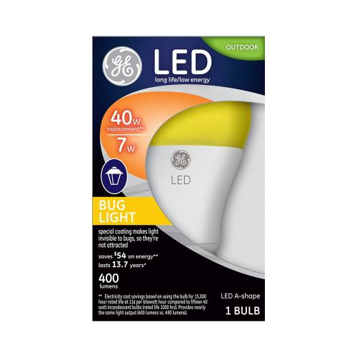 GE 7W A19 A-Shape Outdoor Bug Light Bulb, Yellow-043168921404-LR-308066-1-LR eShop