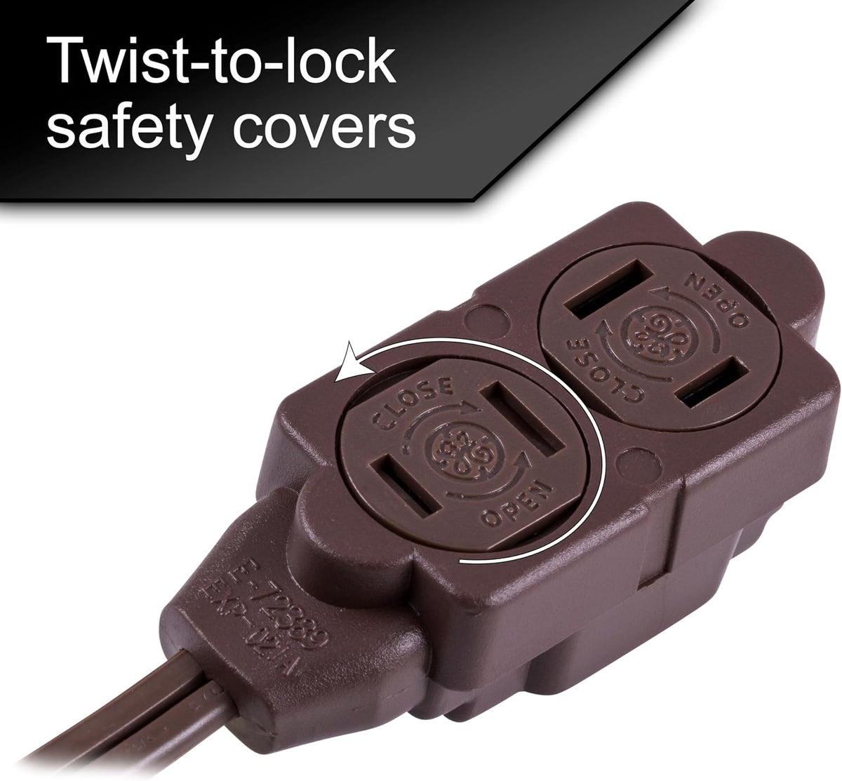 GE Extension Cord with Twist-to-Close Outlets - Brown, 15 feet-043180002402-LR-225702-3-LR eShop