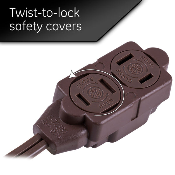 GE Extension Cord with Twist-to-Close Outlets - Brown, 6 feet-043180002198-LR-227145-4-LR eShop
