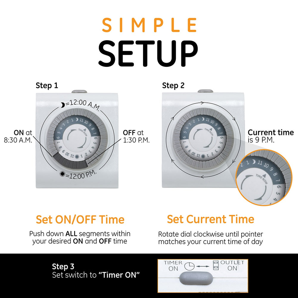 GE Indoor Plug-In 24-Hour Mechanical Timer - White-043180151193-LR-301035-9-LR eShop