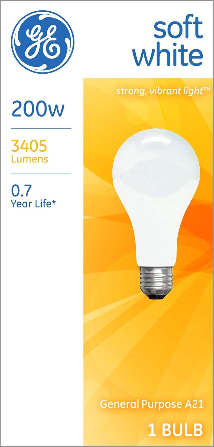 GE Lighing 200 Watt Incandescent Light Bulb, A21, Medium Base-043168904551-LR-142931-1-LR eShop