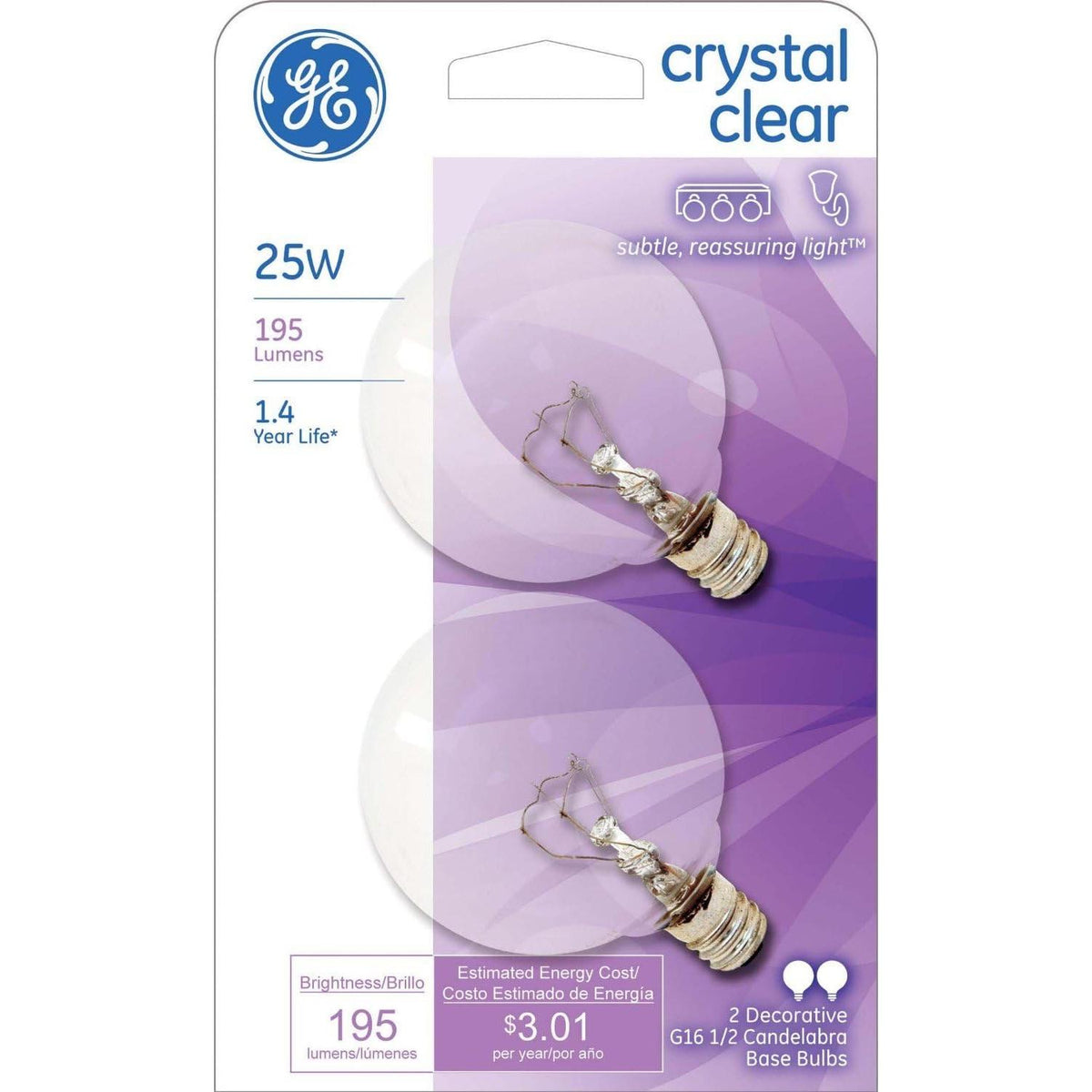 GE Lighting 25 Watt Crystal Clear Vanity Globe Light Bulbs, 2 count-043168918381-LR-144801-1-LR eShop