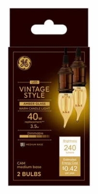 GE Lighting LED Vintage Candle Shaped Light Bulb, Amber Warm White, Medium Base, 4 Watt, 240 Lumens, 2 pack-043168542302-LR-348619-1-LR eShop