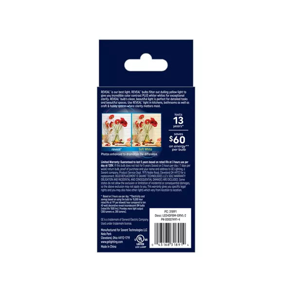 GE Lighting Reveal HD+ LED 40 Watt Replacement, Reveal, B11 Deco - Candle Bulbs, 2 Pack-043168318914-LR-348611-3-LR eShop