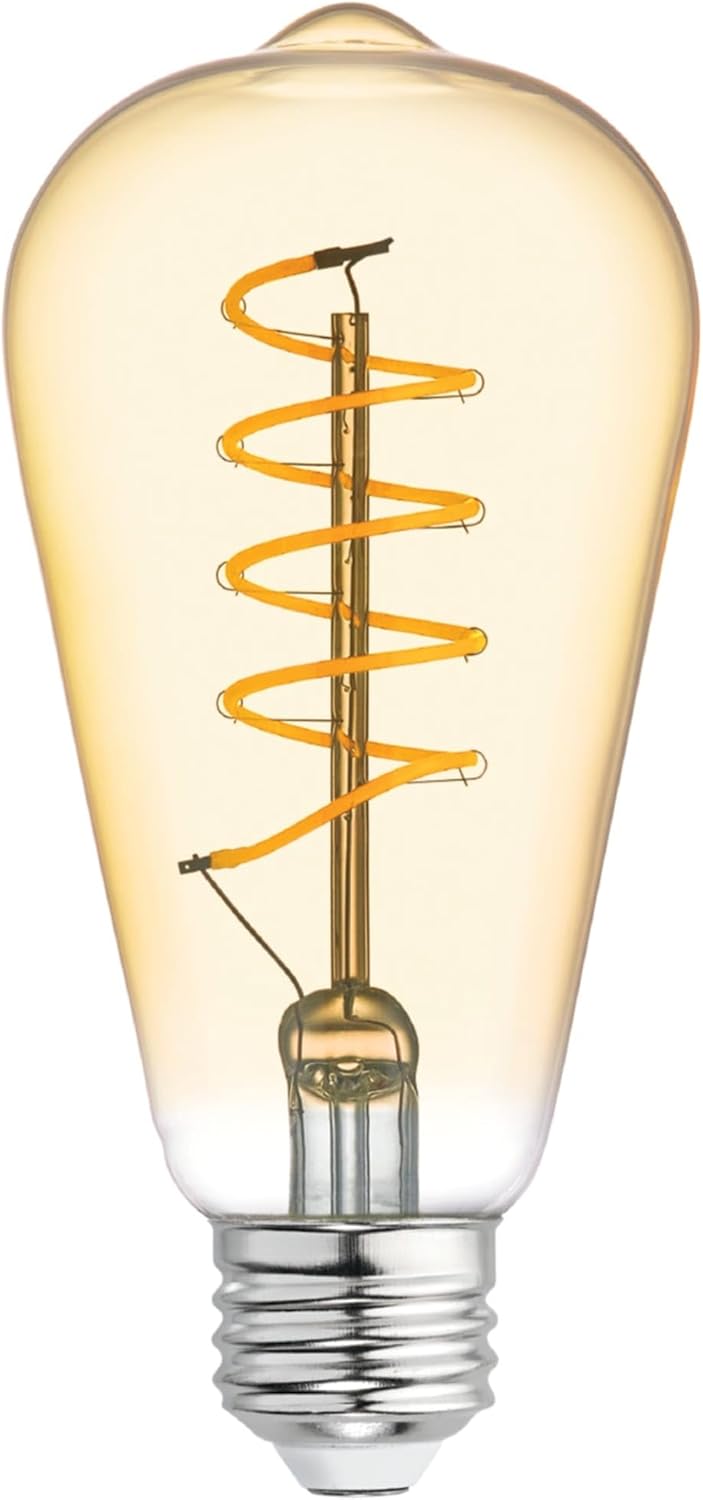 GE Lighting Vintage Style ST19 LED Light Bulb, Edison Style Bulb, Amber Glass, 60 Watt Replacement-043168365079-LR-337039-2-LR eShop