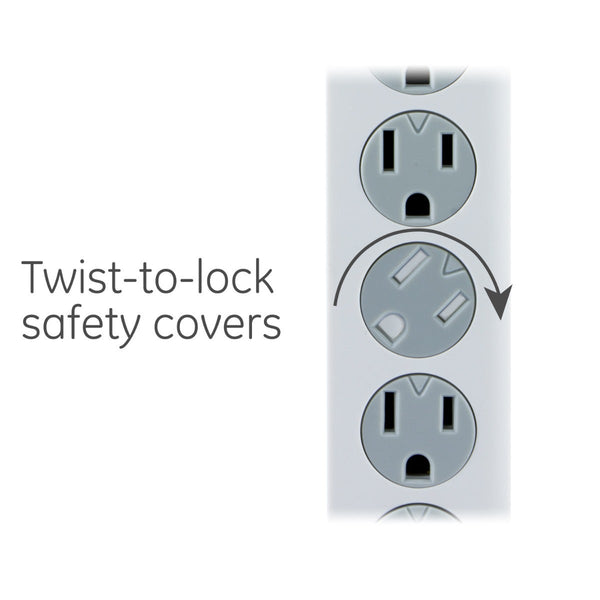GE Surge Protector with Twist-to-Close Safety Covers - White, 3 feet-043180140890-LR-317045-4-LR eShop