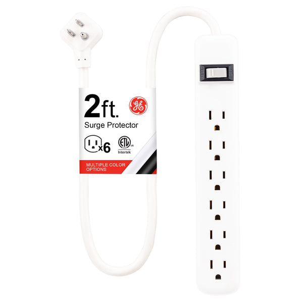 GE Surge Protector with Twist-to-Close Safety Outlets - White, 2 feet-030878336567-LR-316067-1-LR eShop