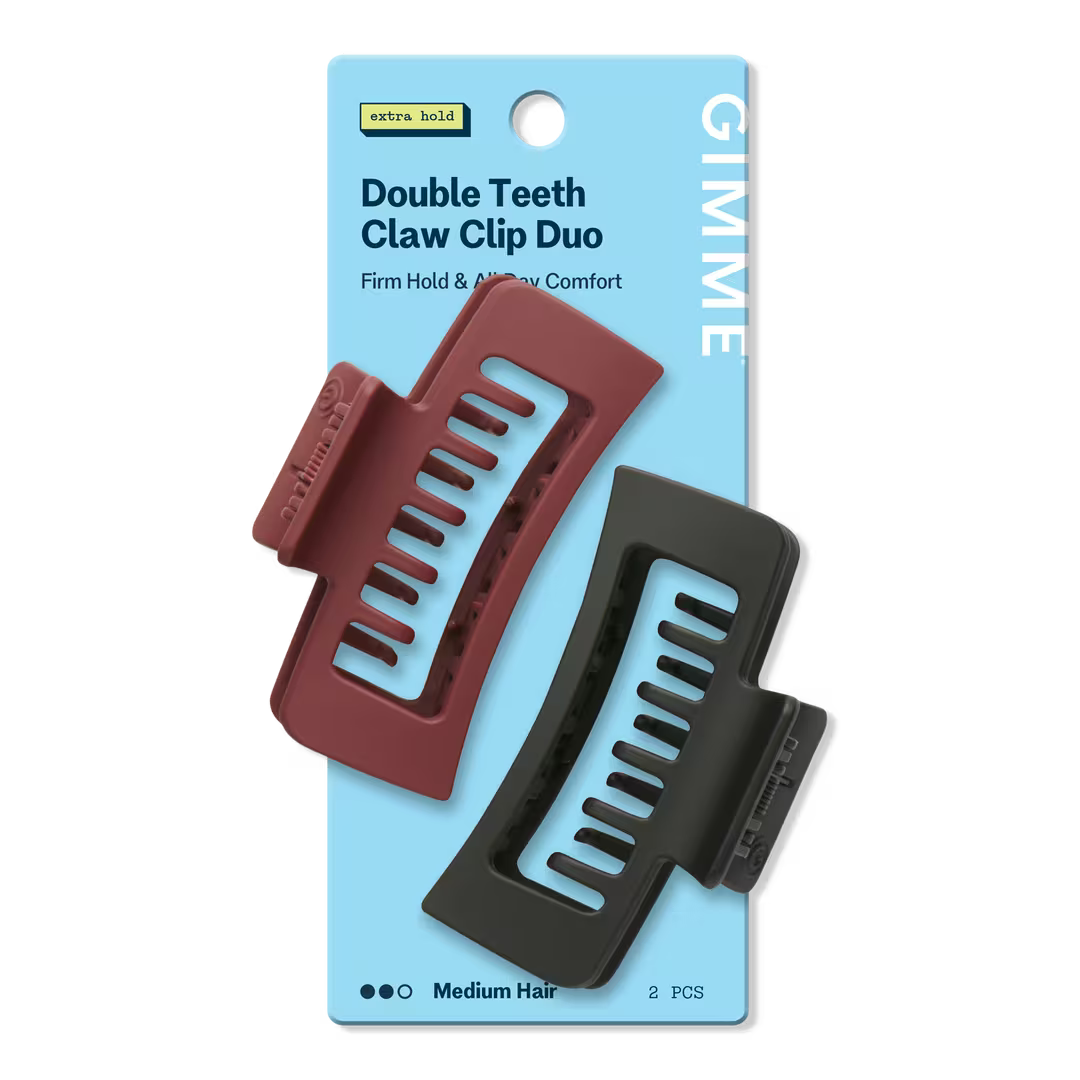 GIMME Rectangle Double Teeth Claw Clip - Maroon & Black, 2 count-843370083415-LR-361487-1-LR eShop