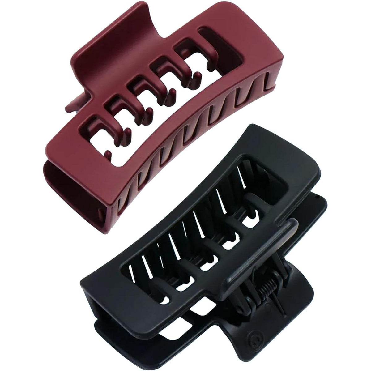 GIMME Rectangle Double Teeth Claw Clip - Maroon & Black, 2 count-843370083415-LR-361487-2-LR eShop