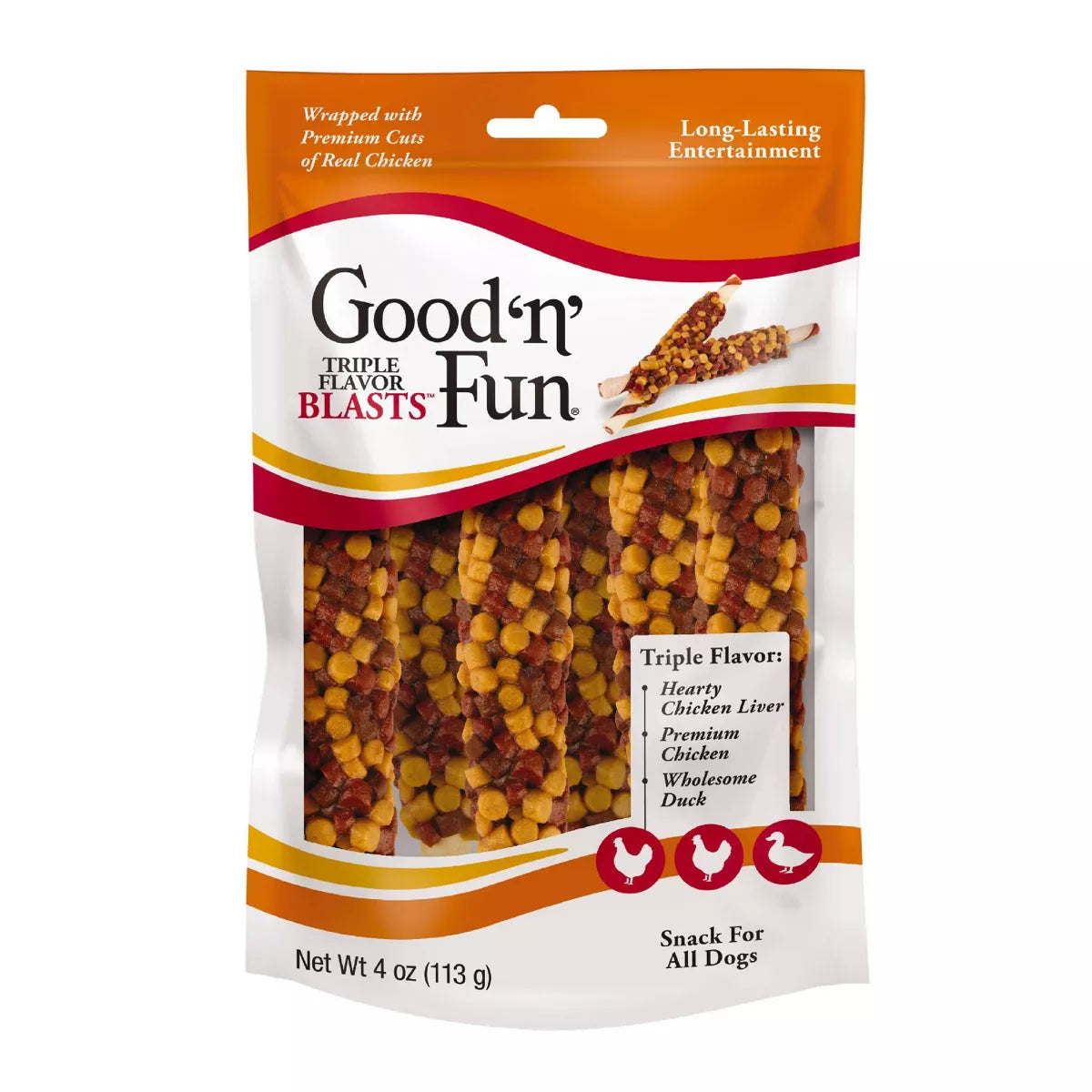 Good 'n' Fun Triple Flavor Blast with Chicken, Duck and Liver Rawhide Dog Treats-091093946245-LR-357337-1-LR eShop