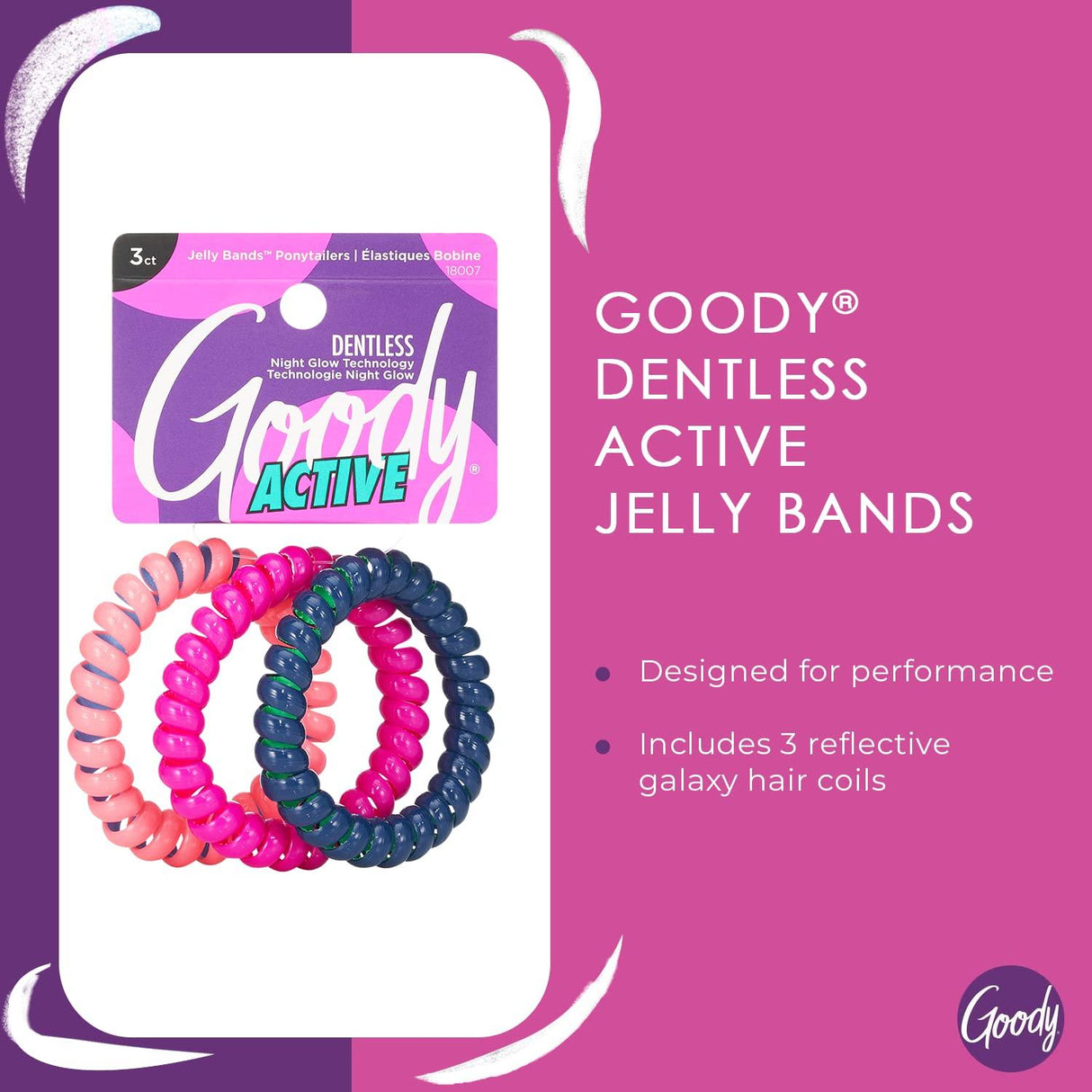Goody Active Galaxy Jelly Bands Hair Coils - 3 Count, Assorted-041457180075-LR-341031-2-LR eShop