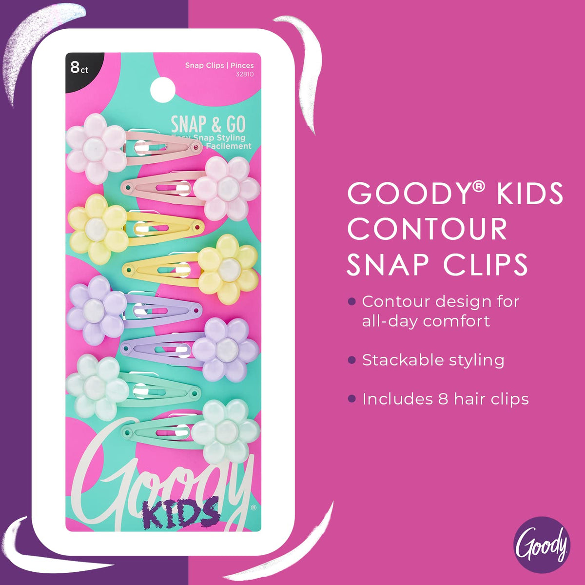 Goody Kids Mini Epoxy Contour Snap Clips - Daisy Charm, 8 count-041457328101-LR-116482-2-LR eShop