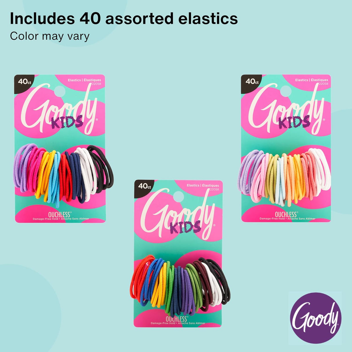 Goody Kids Ouchless Hair Elastics - Assorted Colors, 40 count-041457220580-LR-179773-5-LR eShop