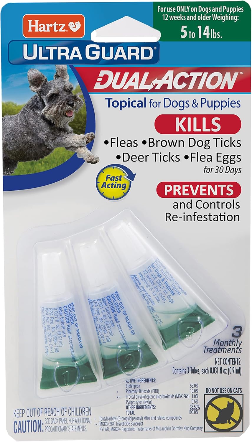 Hartz UltraGuard Dual Action Topical Flea & Tick Treatment for Dogs and Puppies - 0-14 lbs, 3 Monthly Treatments-032700156480-LR-316676-1-LR eShop