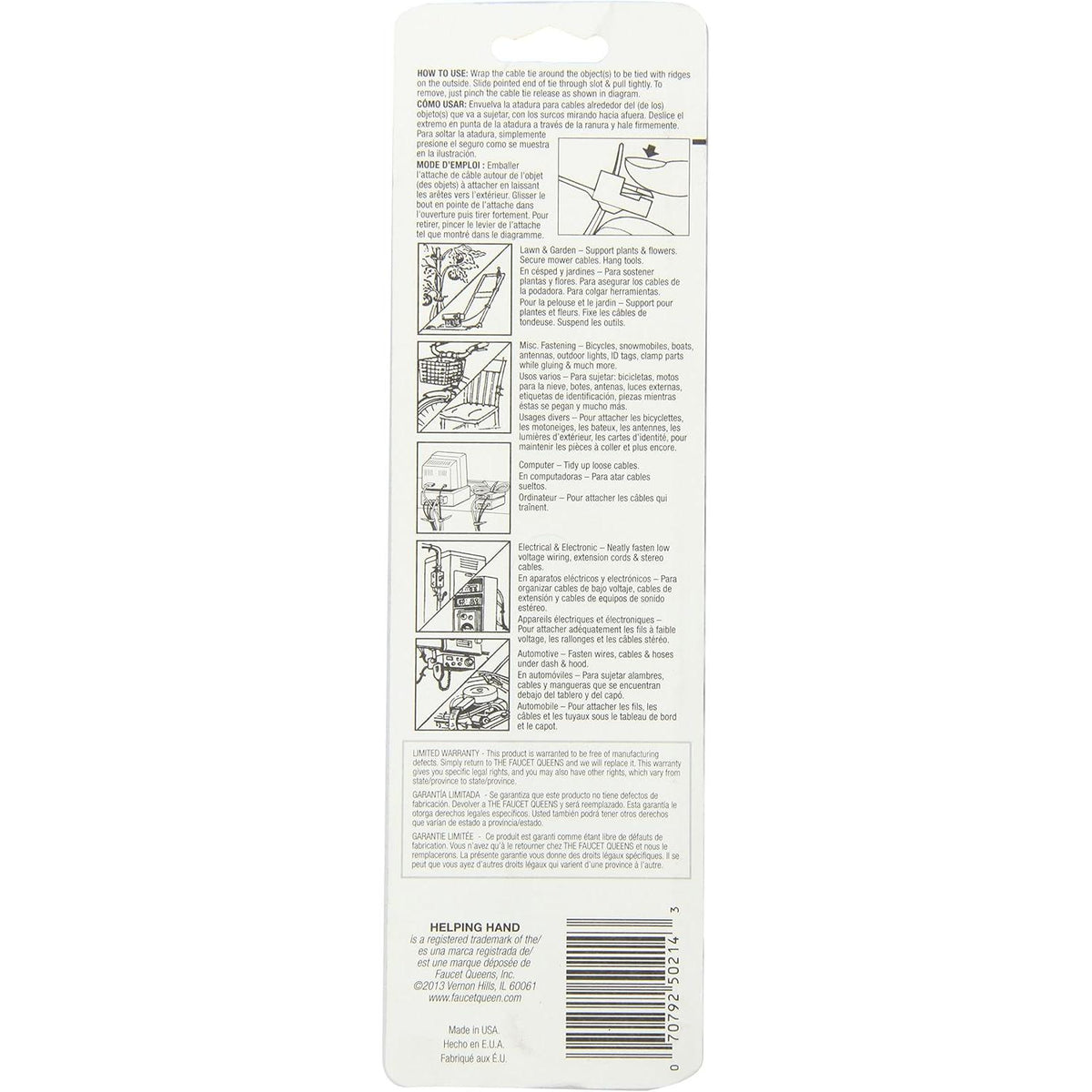 Helping Hand Quick Release 8" Cable Ties, 15 count-070792502143-LR-357307-4-LR eShop