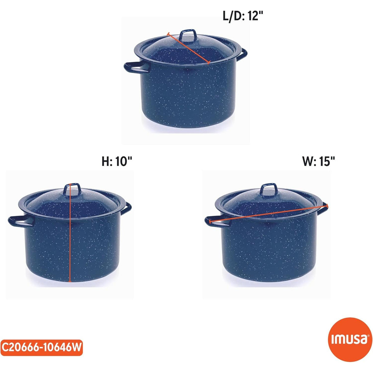 Imusa Blue Enamel Stock Pot with Lid, 12 Quart-094046100619-LR-276790-8-LR eShop