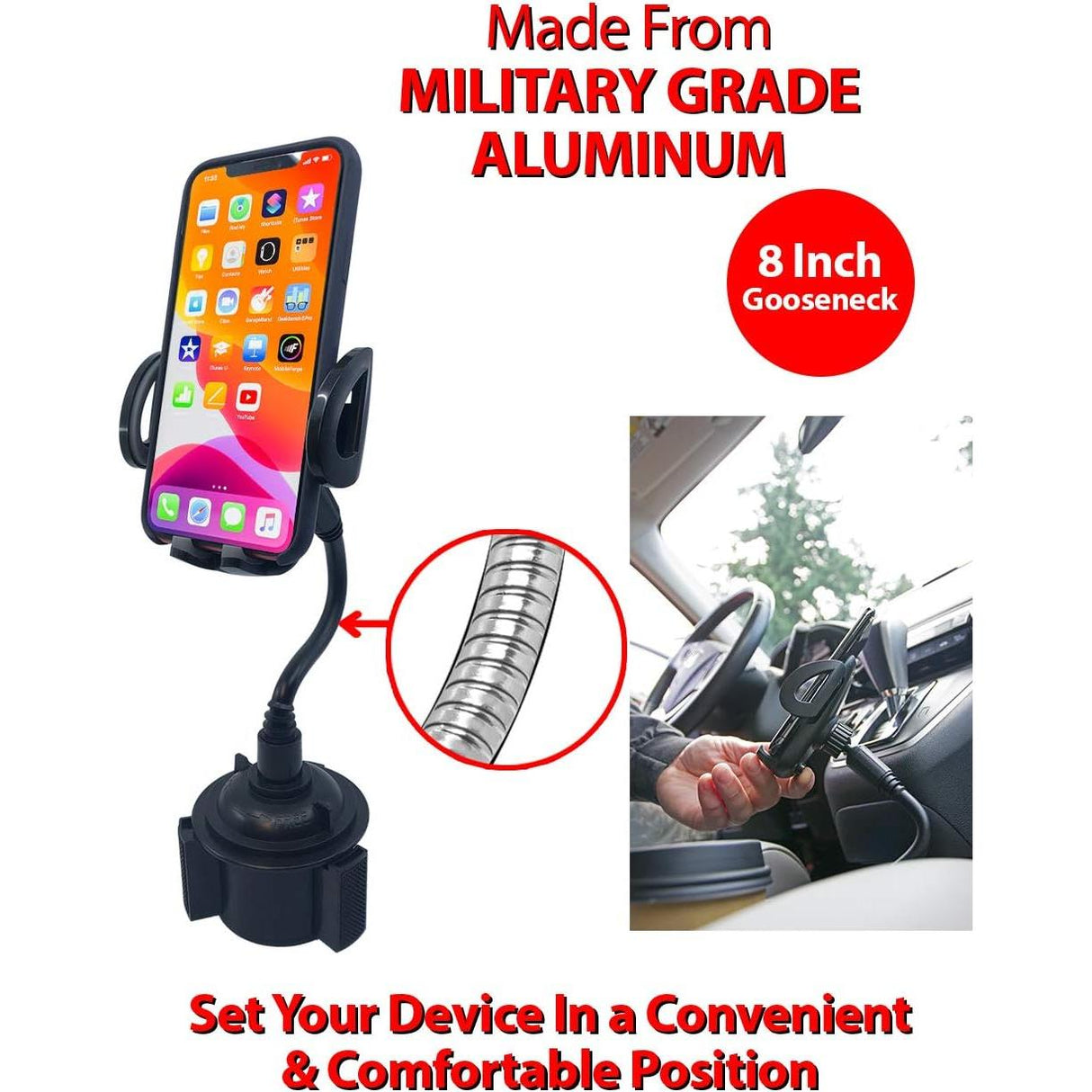 InvenTel Universal Cup Holder Phone Mount - Black-857401007721-LR-340937-4-LR eShop