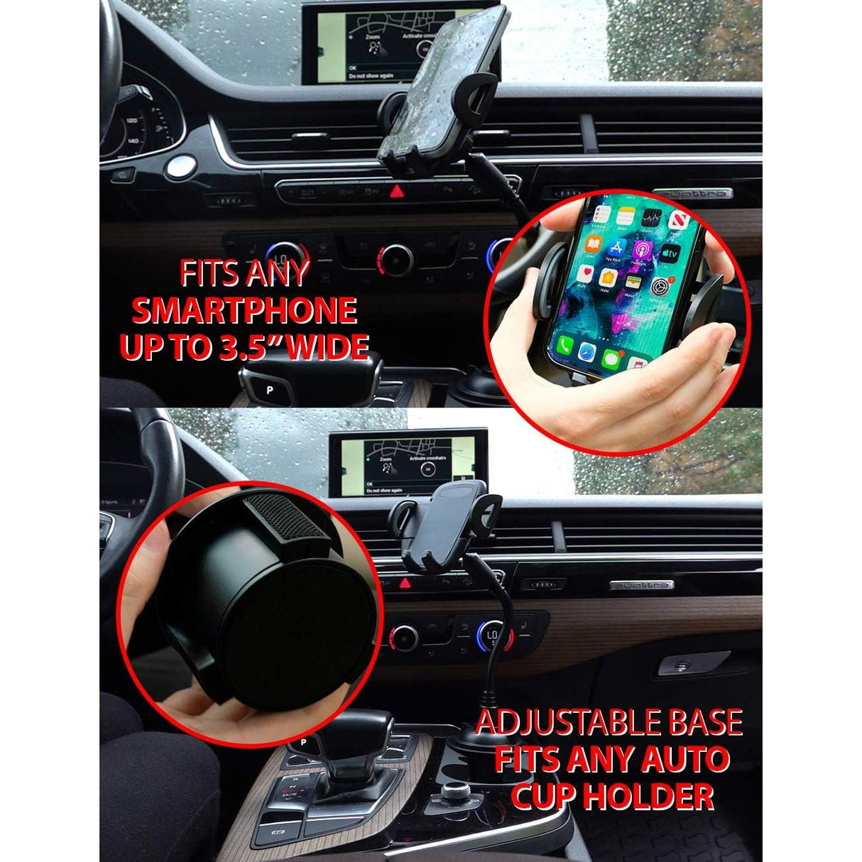 InvenTel Universal Cup Holder Phone Mount - Black-857401007721-LR-340937-6-LR eShop