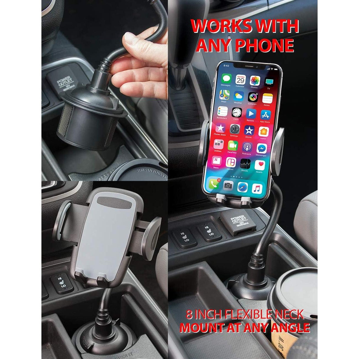 InvenTel Universal Cup Holder Phone Mount - Black-857401007721-LR-340937-8-LR eShop