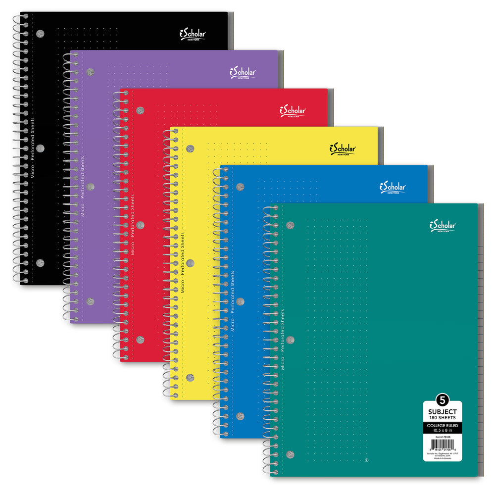 iScholar 5 Subject College Ruled Notebook - Assorted Colors-816124017080-LR-240362-1-LR eShop