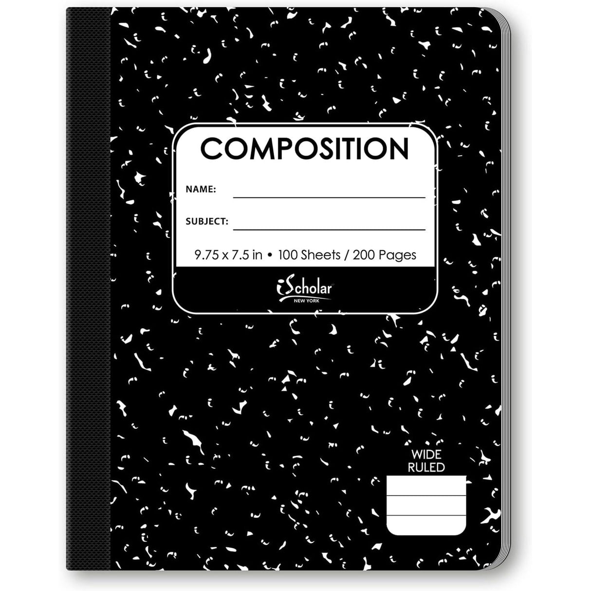 iScholar Black and White Marble Composition Book - Wide Ruled, 100 Sheets-816124011002-LR-115314-1-LR eShop