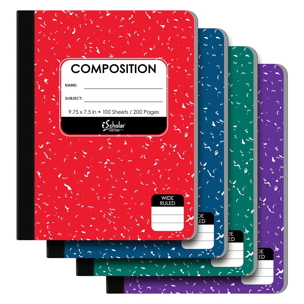 iScholar Marble Composition Book - Wide Ruled, 100 Sheets - Assorted Colors-816124011019-LR-219626-1-LR eShop
