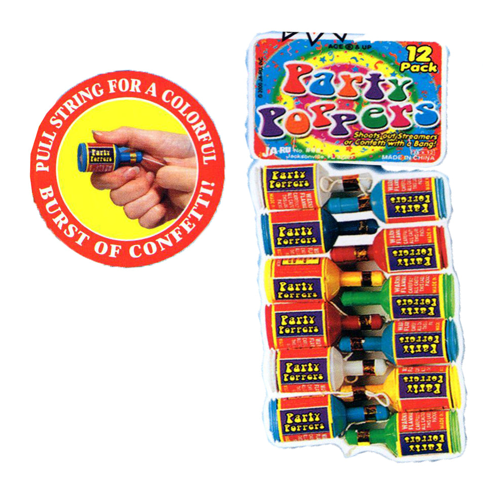 JA-RU Party Poppers - Assorted Colors, 12 Pack-075656009455-LR-137511-2-LR eShop