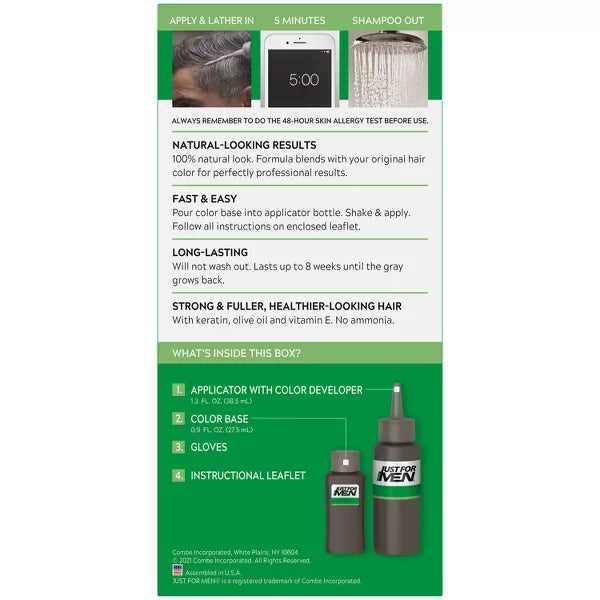 Just For Men Shampoo-In Color Gray Hair Coloring for Men - H-60 Jet Black-011509049360-LR-262961-3-LR eShop