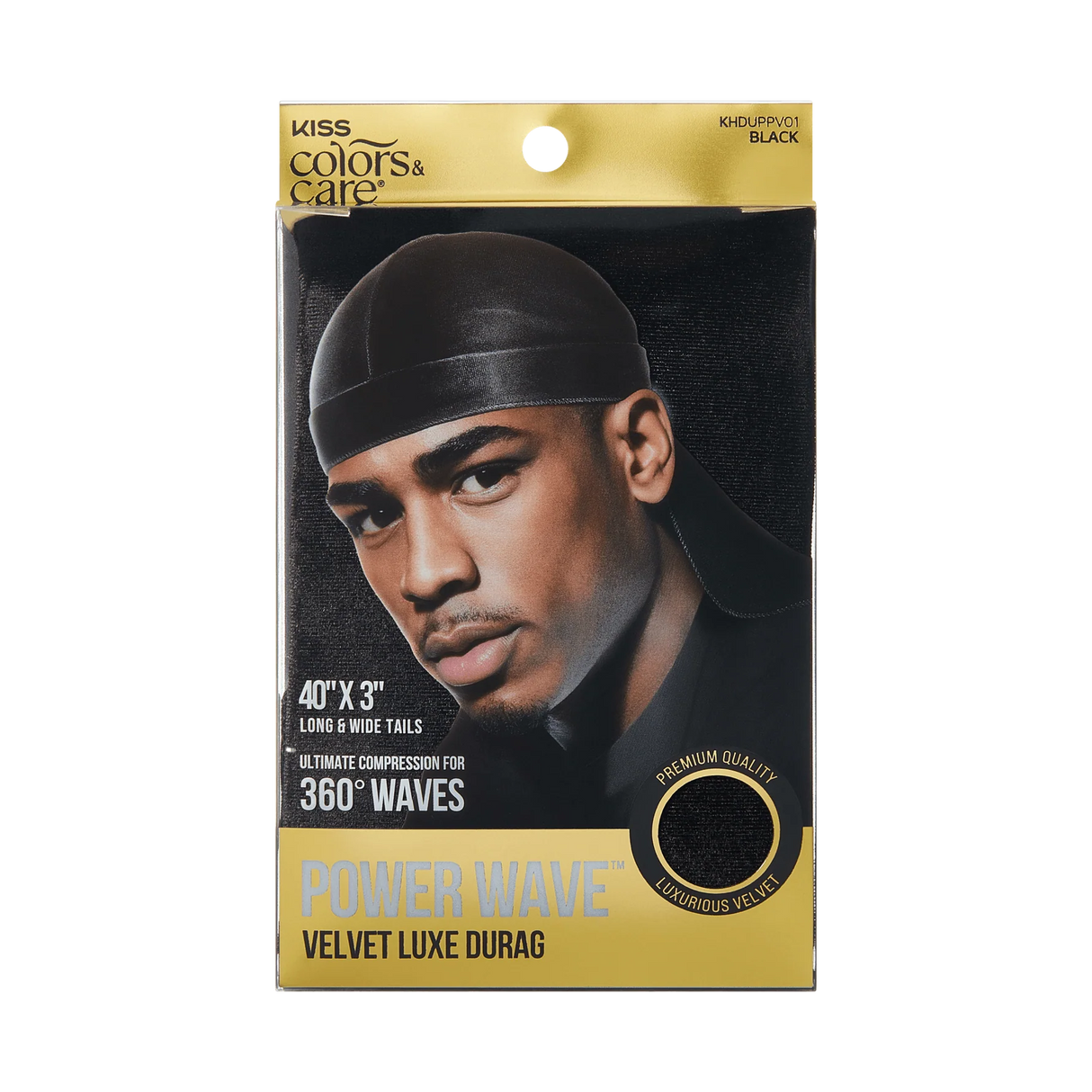KISS Colors & Care Power Wave Luxe Durag, One size - Black Velvet-731509823073-LR-354827-1-LR eShop