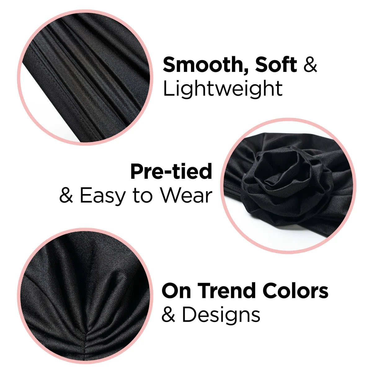 KISS Colors & Care Pre-Tied Top Knot Turban, One Size - Black-731509842203-LR-354842-8-LR eShop