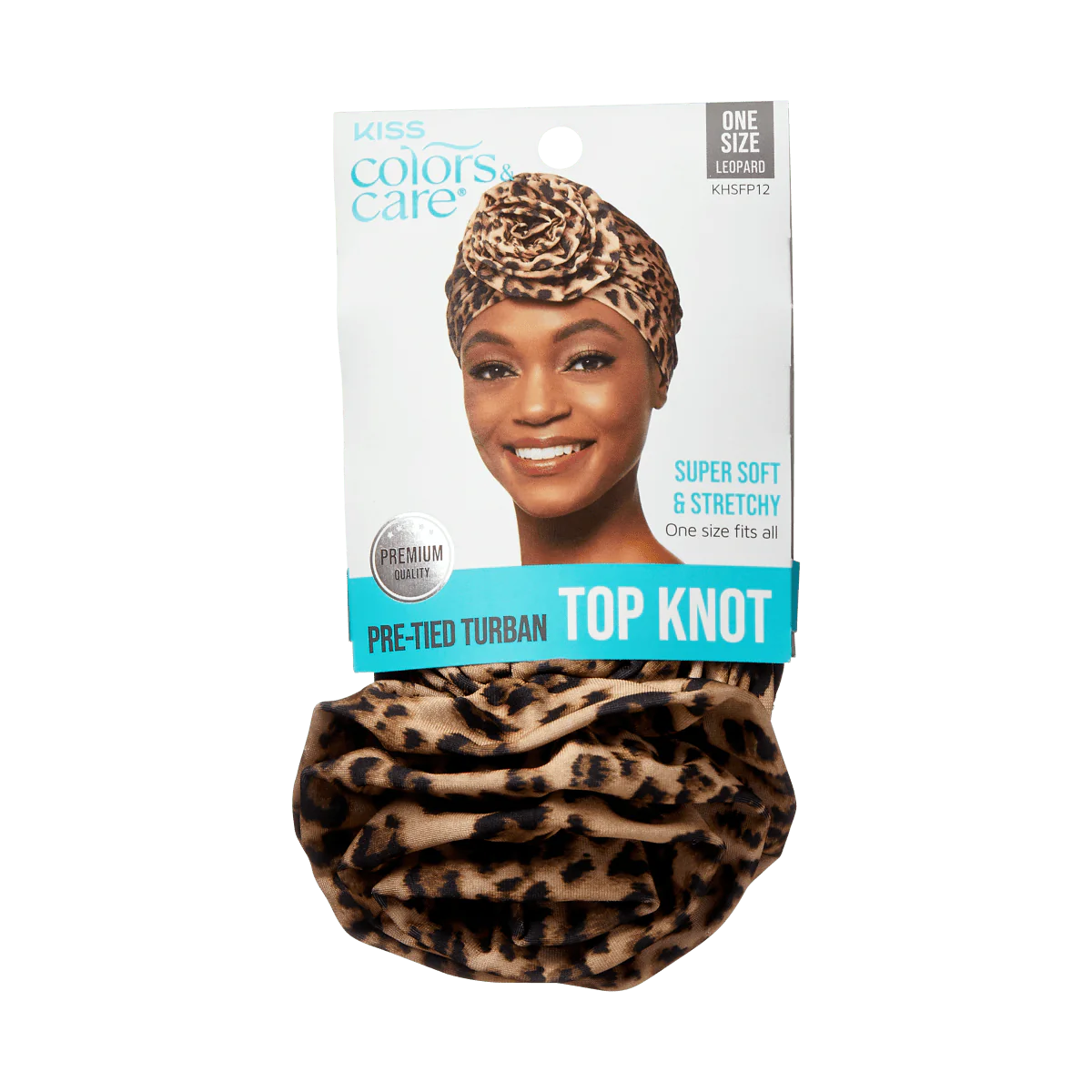KISS Colors & Care Pre-Tied Top Knot Turban, One Size - Leopard-731509842210-LR-354843-1-LR eShop