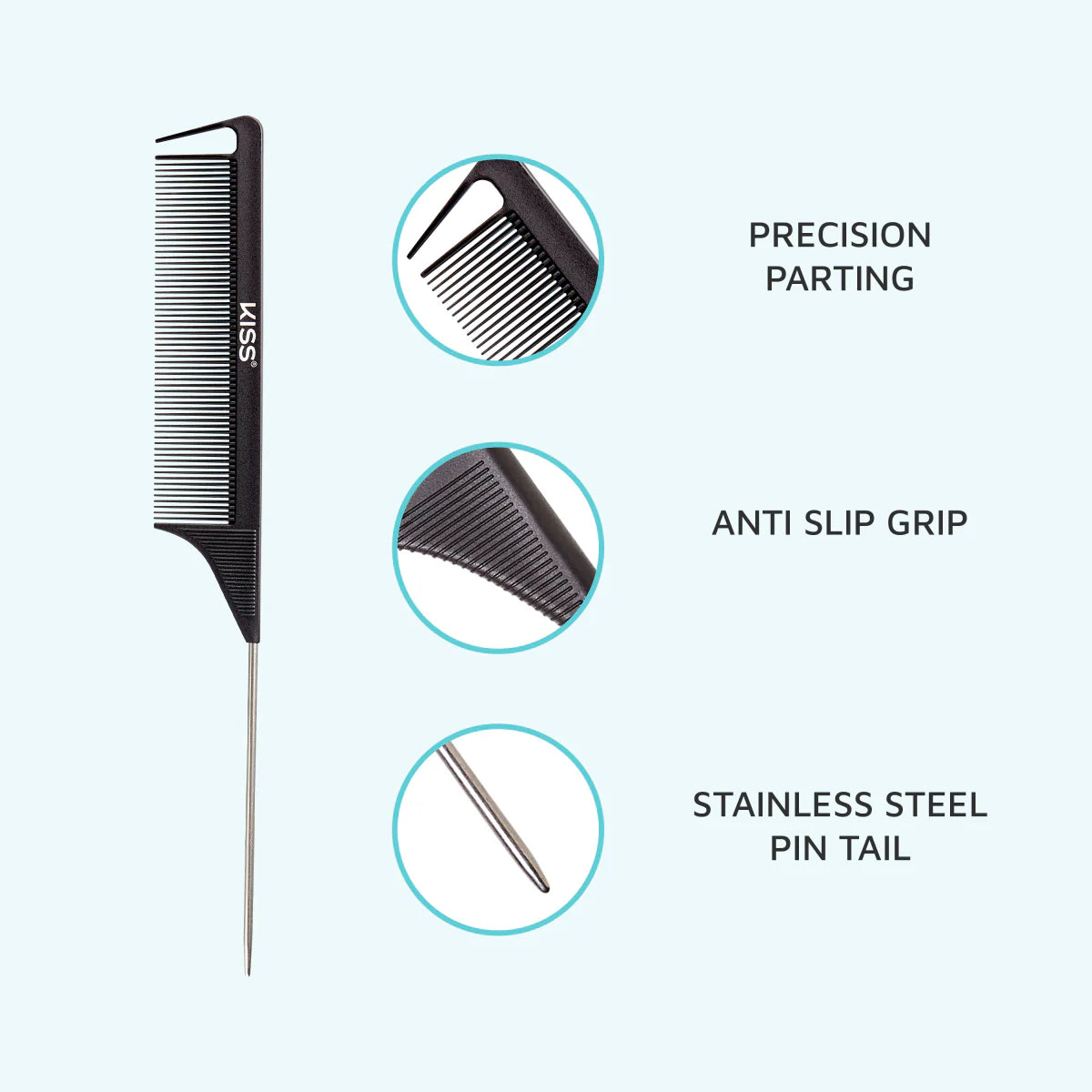 KISS Colors & Care Professional Heat Resistant Pin Tail Parting Comb-731509868203-LR-354861-3-LR eShop