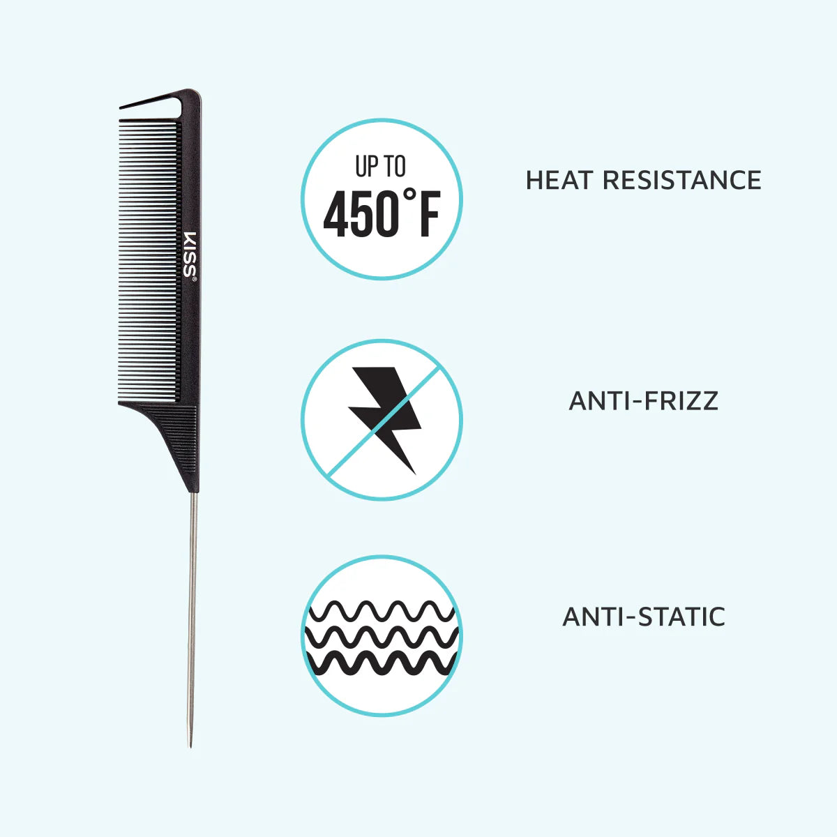 KISS Colors & Care Professional Heat Resistant Pin Tail Parting Comb-731509868203-LR-354861-4-LR eShop