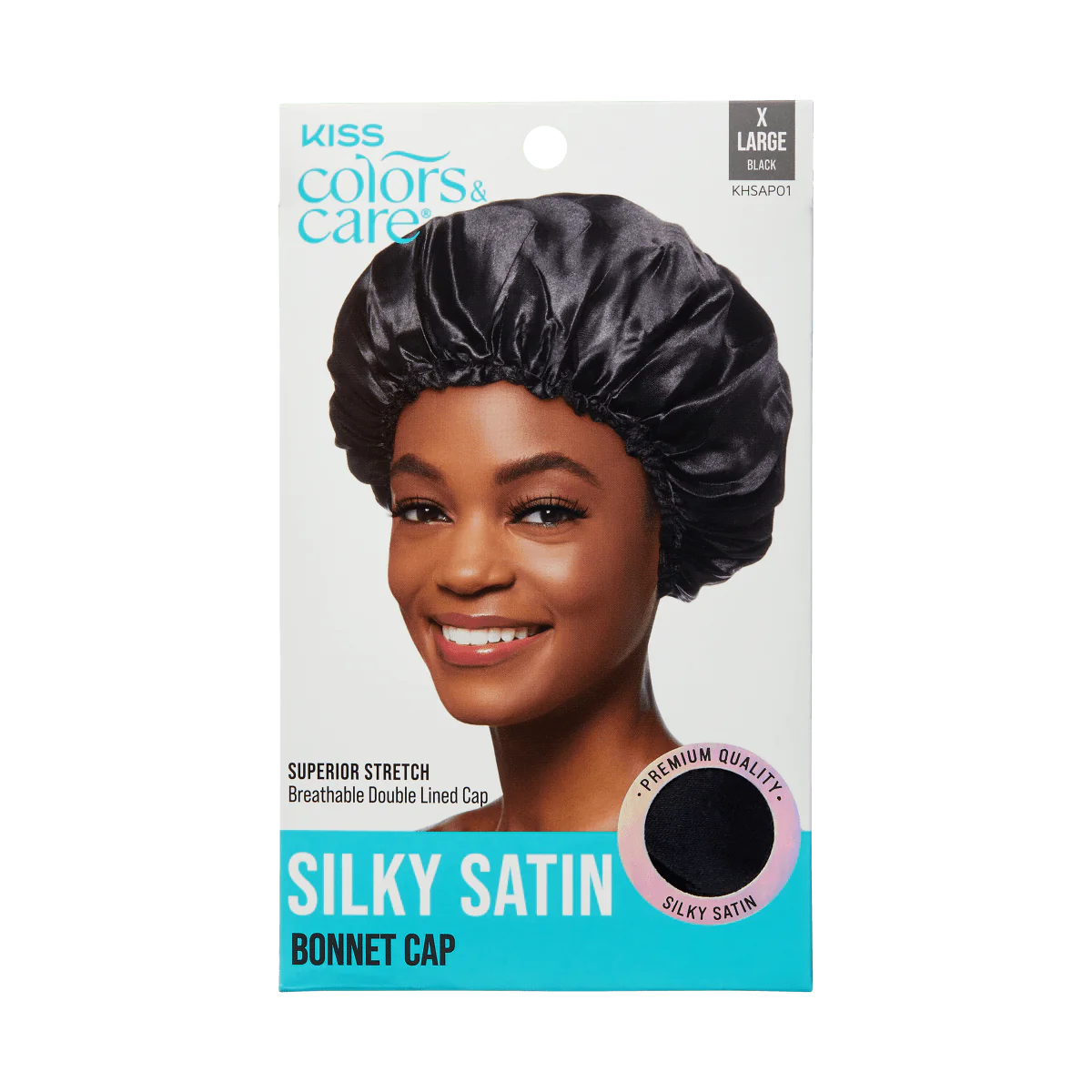 KISS Colors & Care Satin Bonnet Cap, XL - Black-731509823165-LR-354831-1-LR eShop