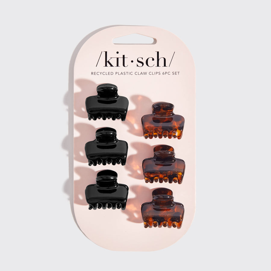 Kitsch Recycled Plastic Mini Cloud Clips 6pc Set- Black and Tort-810112566215-LR-362130-1-LR eShop