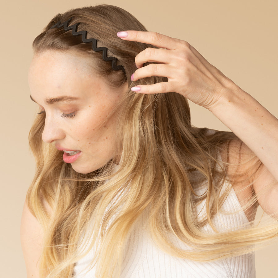 Kitsch Recycled Plastic Zigzag Headbands 2pc Set - Black & Tort-810112560145-LR-362127-4-LR eShop