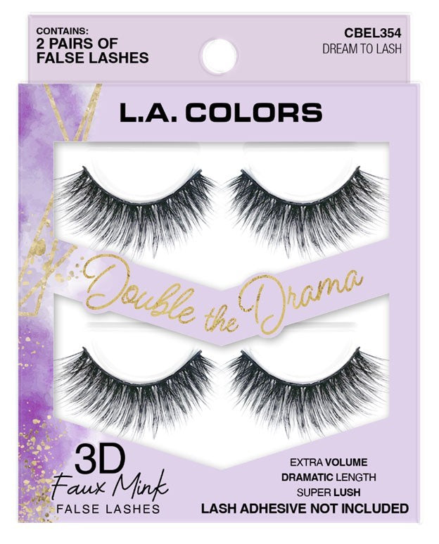 L.A. COLORS Double the Drama False Eyelashes - CBEL354 Dream to Lash, 2 pairs-081555743543-LR-349557-1-LR eShop