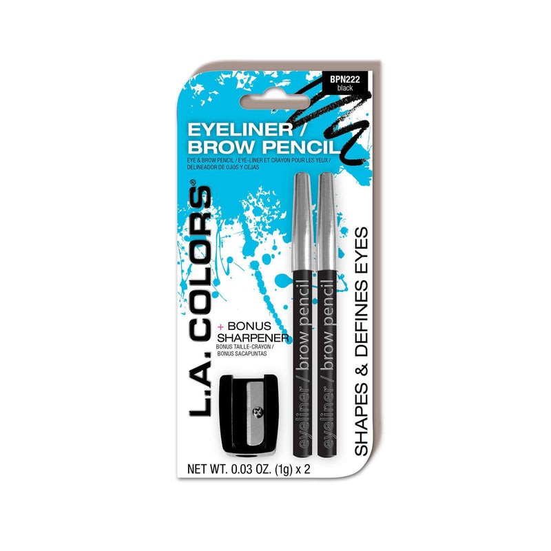 L.A. COLORS Eyeliner and Brow Pencils With Sharpener - CBPN222 Black, Carded-081555732226-LR-334134-1-LR eShop