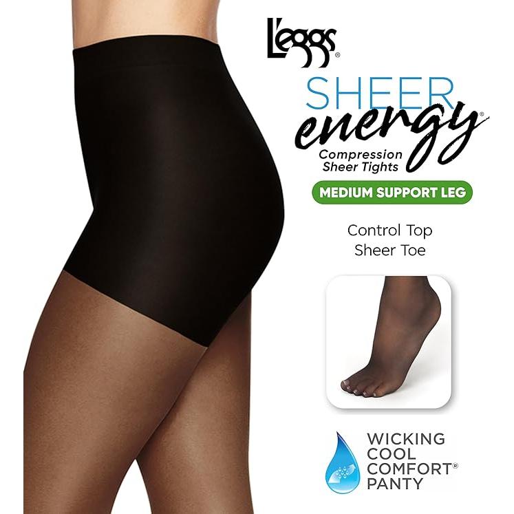 L'eggs Sheer Energy Medium Support Control Top Sheer Toe - Suntan, Size Q-074200652109-LR-115708-3-LR eShop