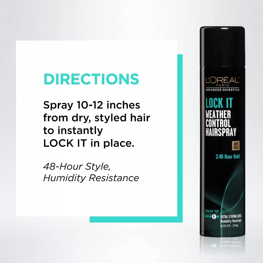 L'ORÉAL PARIS Advanced Hairstyle Lock It Weather Control Hairspray, 8.25 oz-071249276747-LR-361608-4-LR eShop