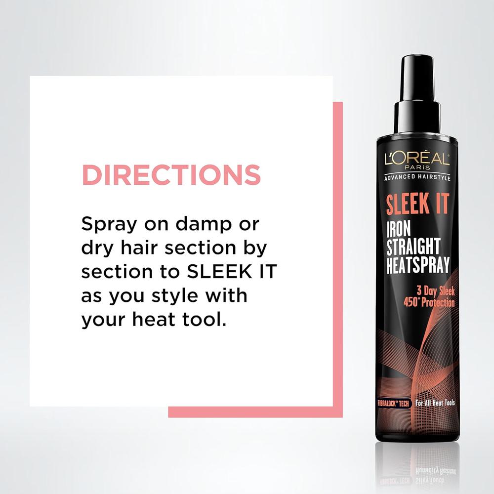 L'ORÉAL PARIS Advanced Hairstyle Sleek It Iron Straight Heat Spray, 5.7 fl. oz.-071249274699-LR-268861-4-LR eShop